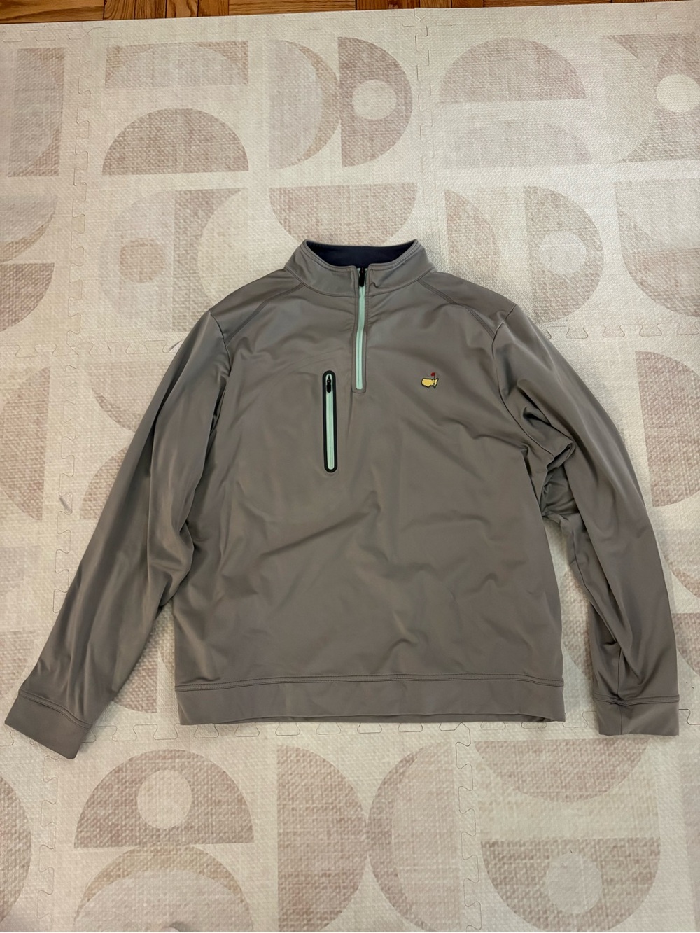 Masters Gray Quarter-Zip Performance Jacket with Mint Accent